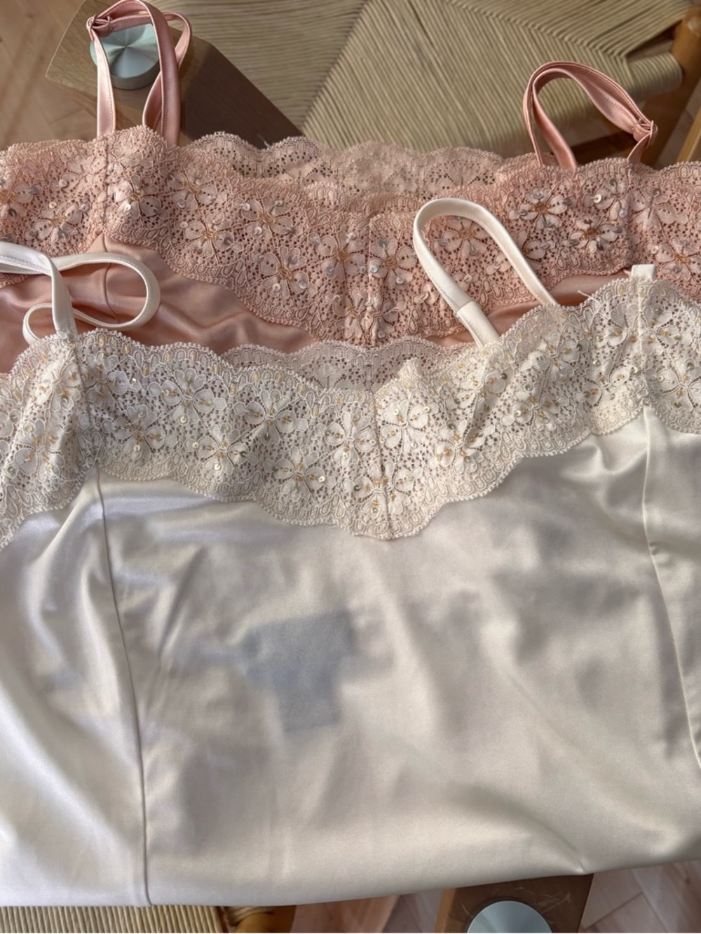 Lane Bryant Satin Chemise in Blush and Ivory Set of 2 Camosiles